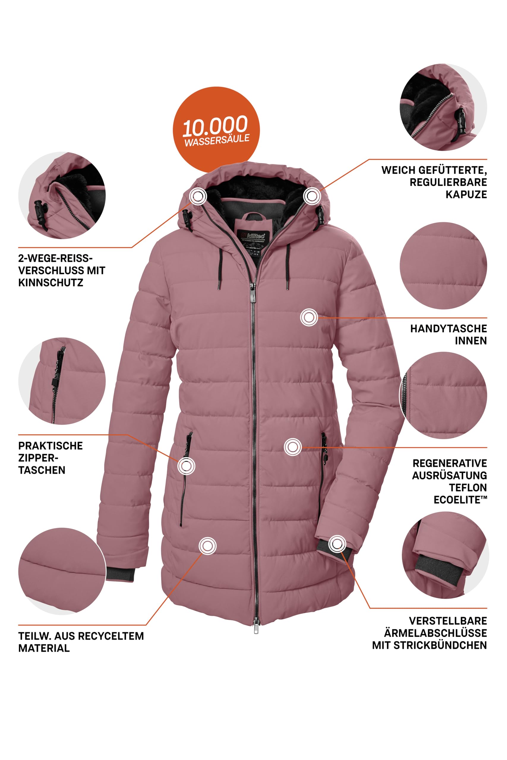 Killtec Damen Kow 55 Wmn Qltd Prk Steppparka/Parka mit Kapuze