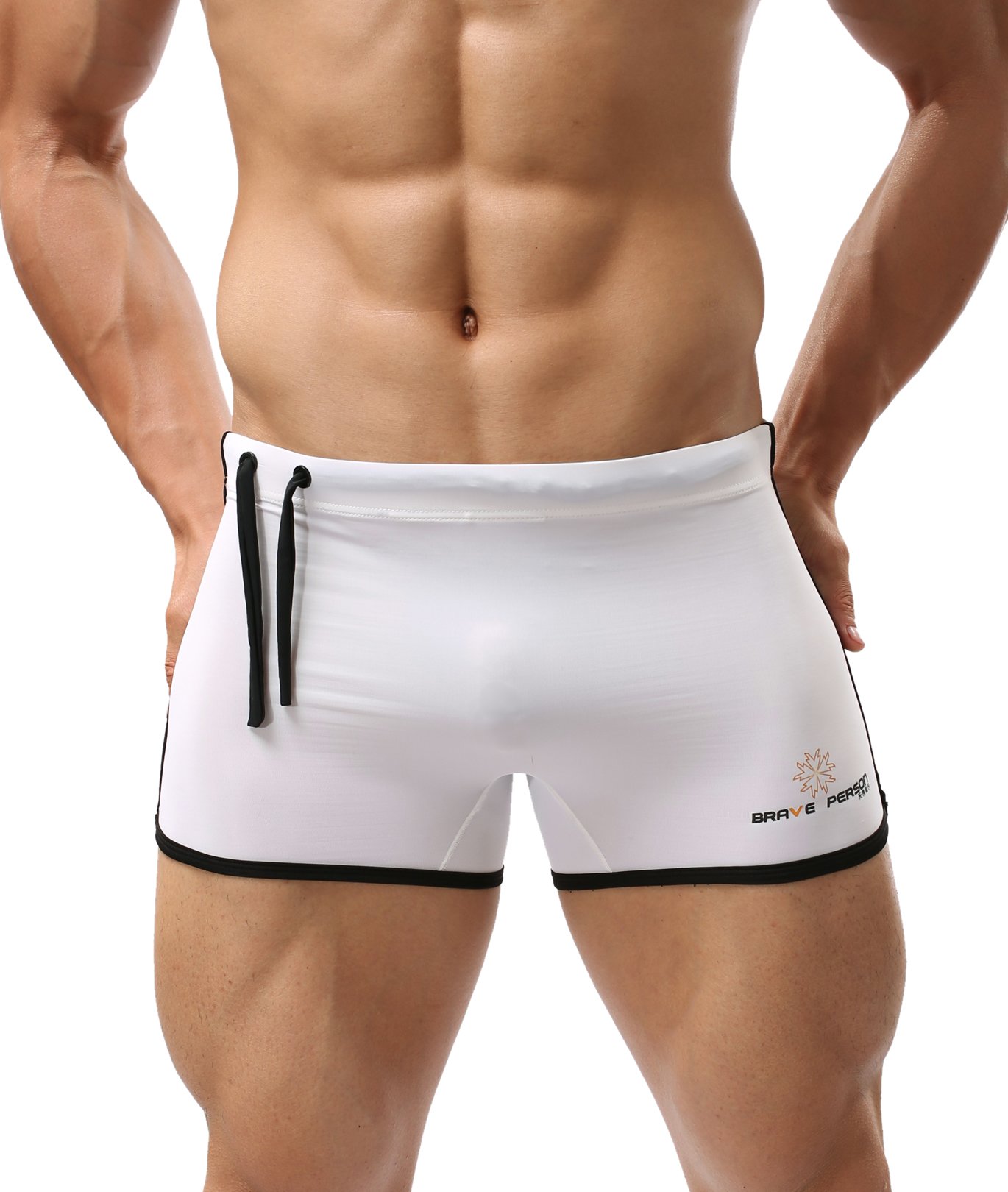 Elastic Fitness Pants Fashion Swimming Trunks Beach Pants Sports Shorts Bj1010 (L, White)-image-24