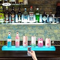 Vista 4 de Gdrasuya10 Paquete de 2 estantes LED de exhibición de botellas de licor montados en la pared, estantes LED flotantes con control de controlador