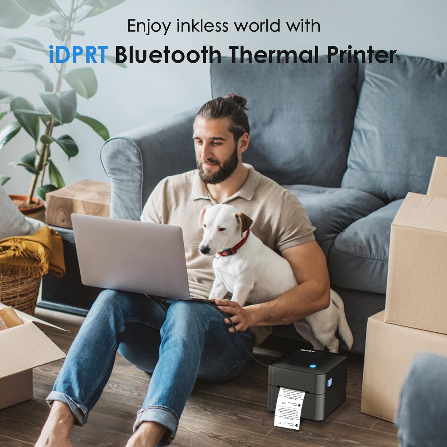 iDPRT Etiquetadora, impresora térmica de códigos de barras sin consumibles, conexión Bluetooth y USB, velocidad de 140 piezas/min, aplicación personalizable, soporta varios tamaños de 1 a 3.15