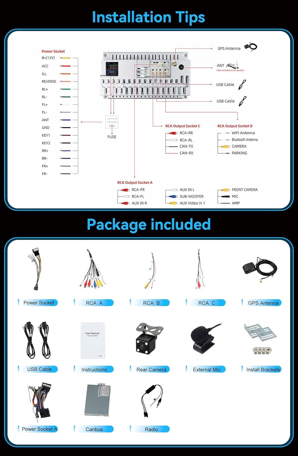 MISONDA Autoradio Package Contents