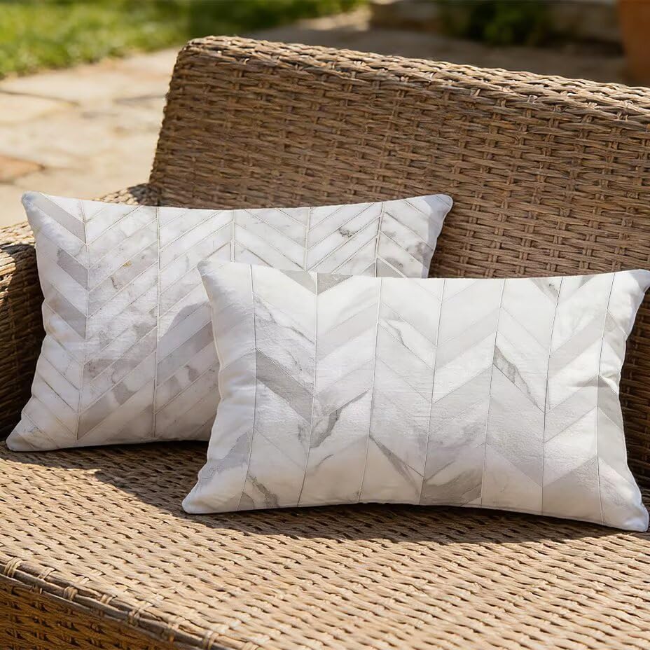 Housse de coussin de jardin 60x90 texture lin élégante et imperméable pour canapé de terrasse