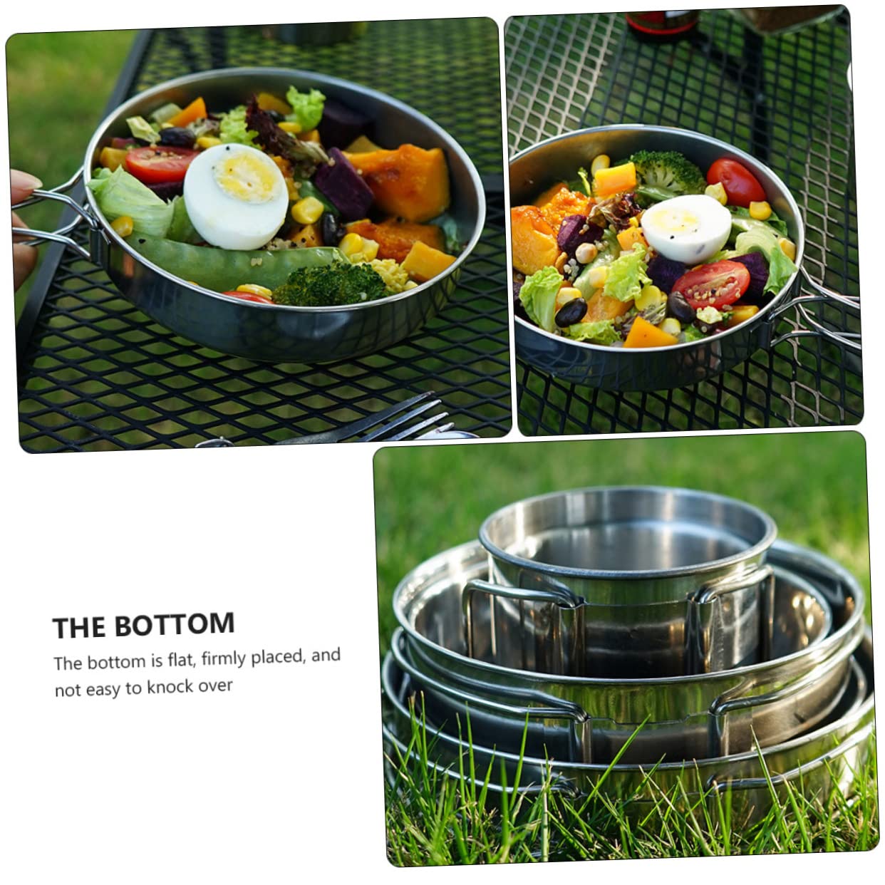 Toddmomy 5pezzi Ciotola Rotonda in Acciaio Inox per Campeggio Picnic e Barbecue Set di Stoviglie da Esterni Utensile da Cucina Durevole e Facile da Pulire