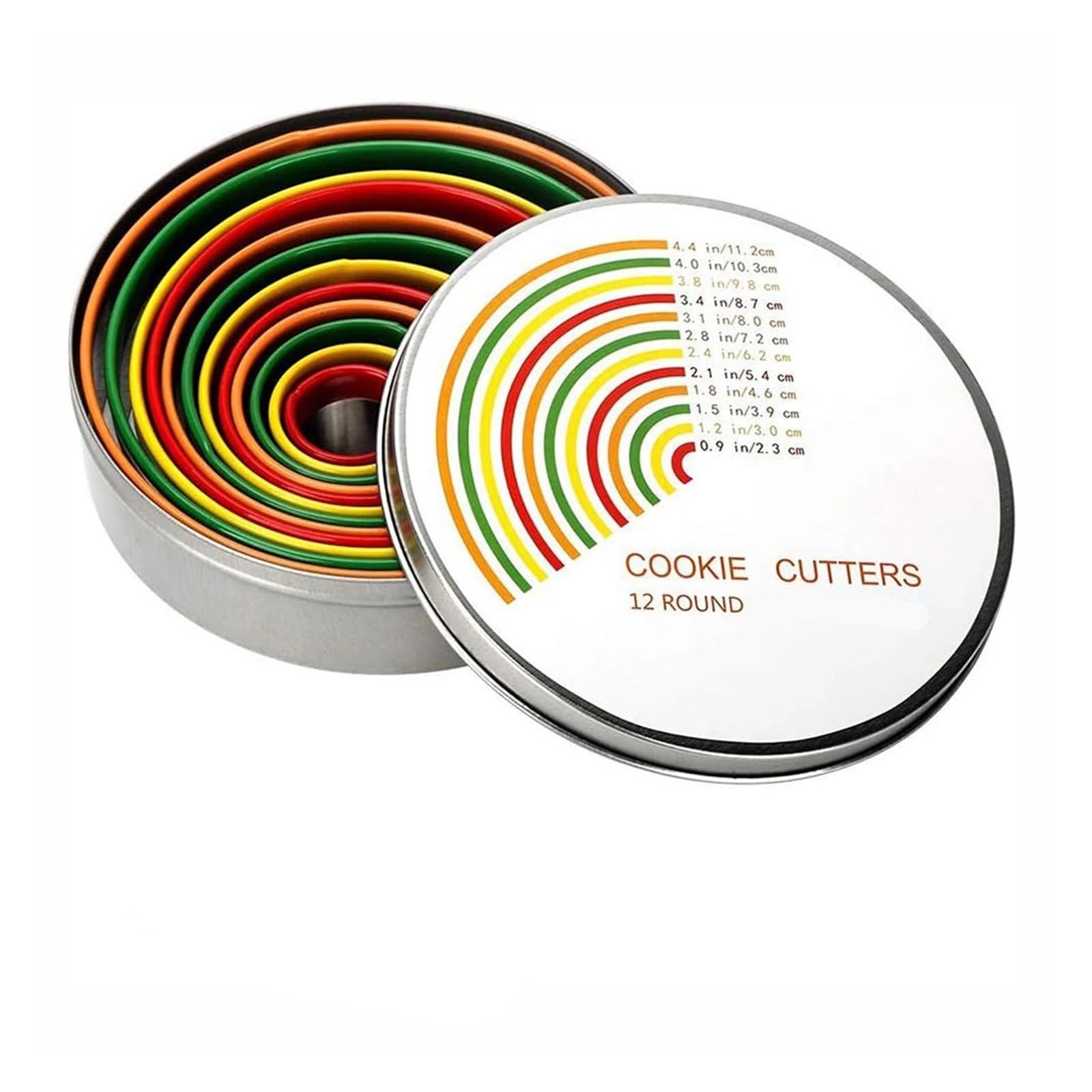Genérico Juego de cortadores Galletas Redondos, 12 Uds., pastelería for Masa rosquilla, moldes Circulares for Pasteles y Anillos