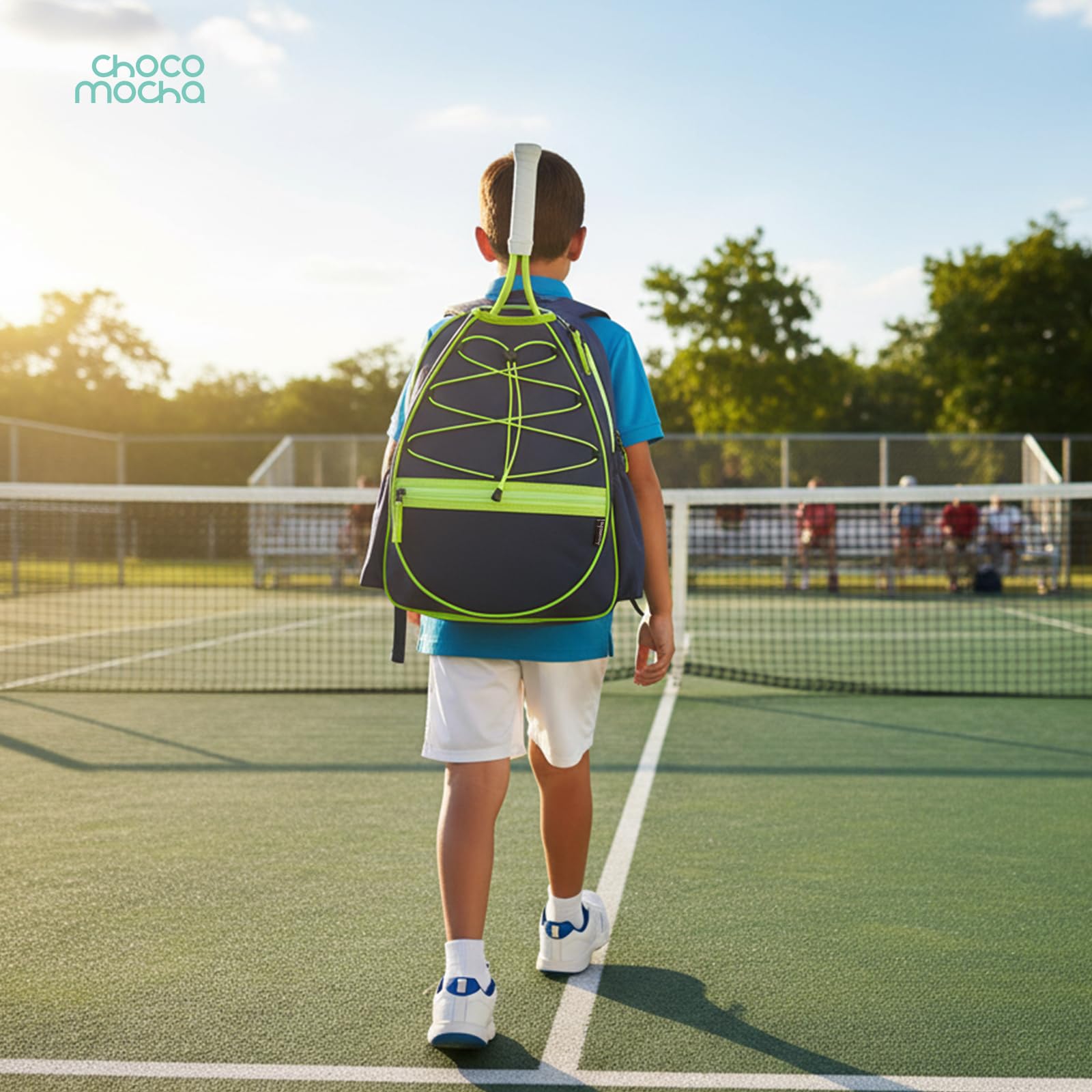 Choco Mocha Bolsa de tenis para niños, mochila de tenis para niños, bolsa de tenis junior de 16 pulgadas