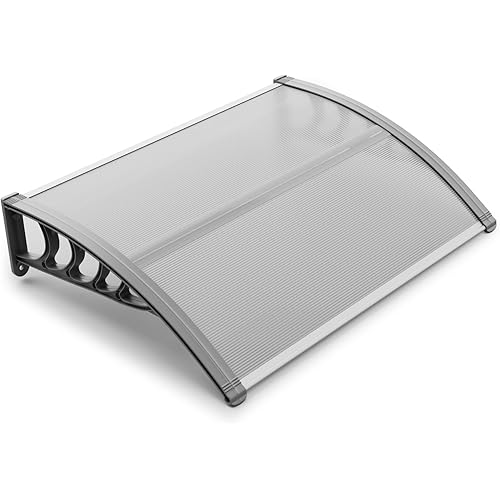 40" x 32" Door Window Awning Exterior, Polycarbonate Cover Entry Door Outdoor Patio Awning Canopy, Front Door Overhang Awning for Sun Shutter, UV, Rain and Snow Protection, Hollow Sheet (Clear Board)