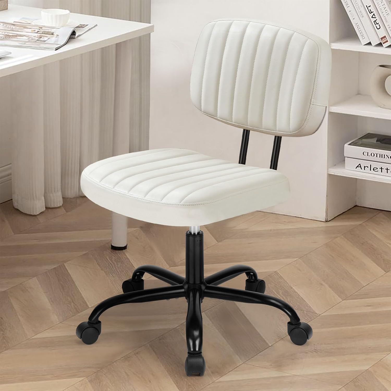 DUMOS Small Armless Office Chair with Low Back