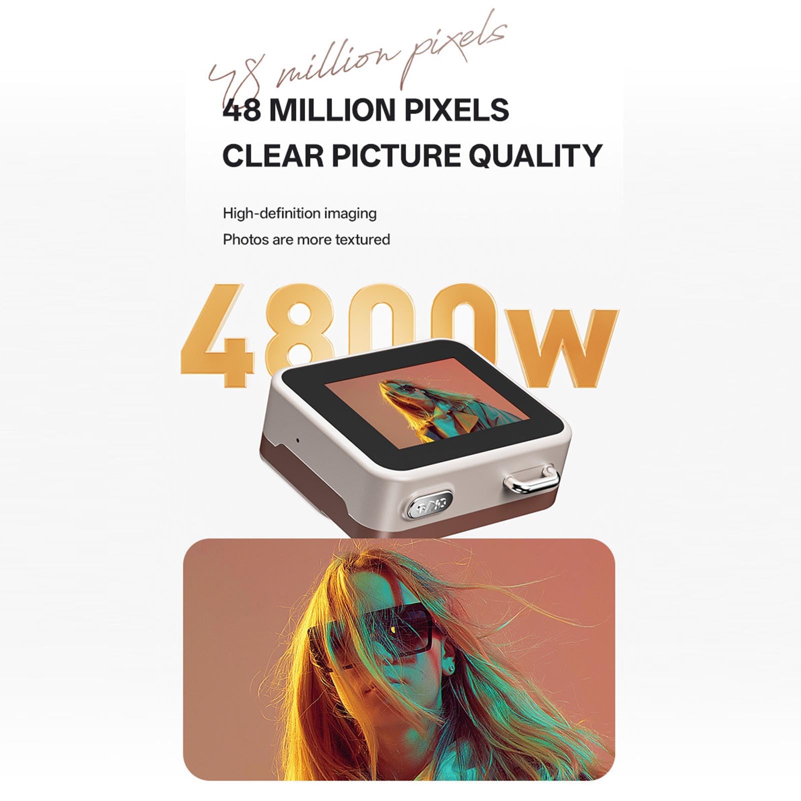 Mini aparat cyfrowy, 1080P 48 MP, mały aparat kompaktowy z wyświetlaczem LCD 1,77 cala, OTG, 6 filtrów, obsługa kart pamięci do 256 GB, idealny na podróże, uroczystości (khaki brązowy)