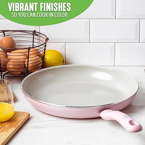 Miniatura 8 de GreenLife Sandstone Healthy Ceramic - Sartén antiadherente de 12 pulgadas, sin PFAS, apta para lavavajillas, rosa