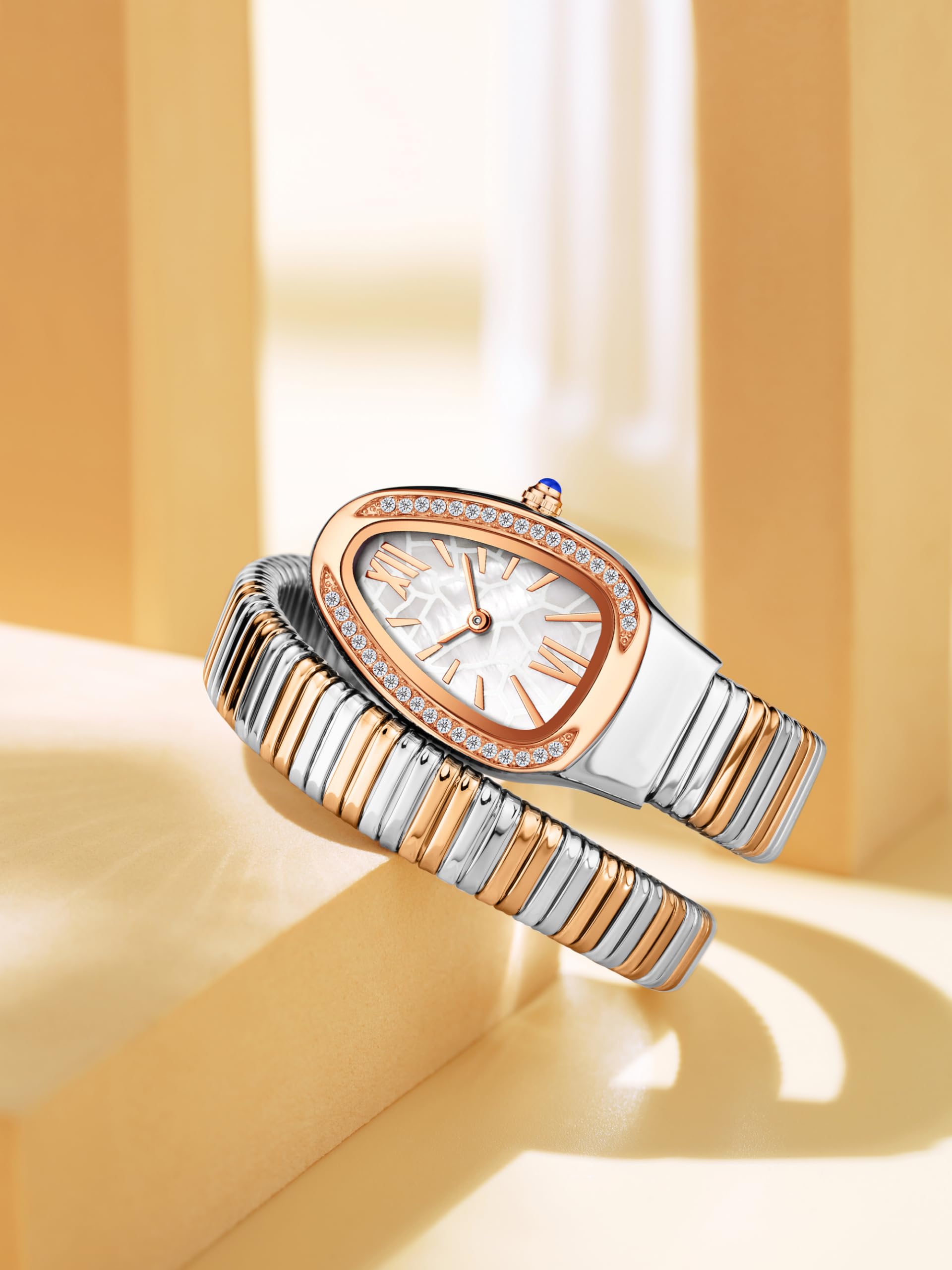 Gosasa Reloj de pulsera de serpiente para mujer, elegante reloj de pulsera envolvente, reloj de cuarzo estilo joyería de moda, reloj serpenti ajustable para vestido y regalo