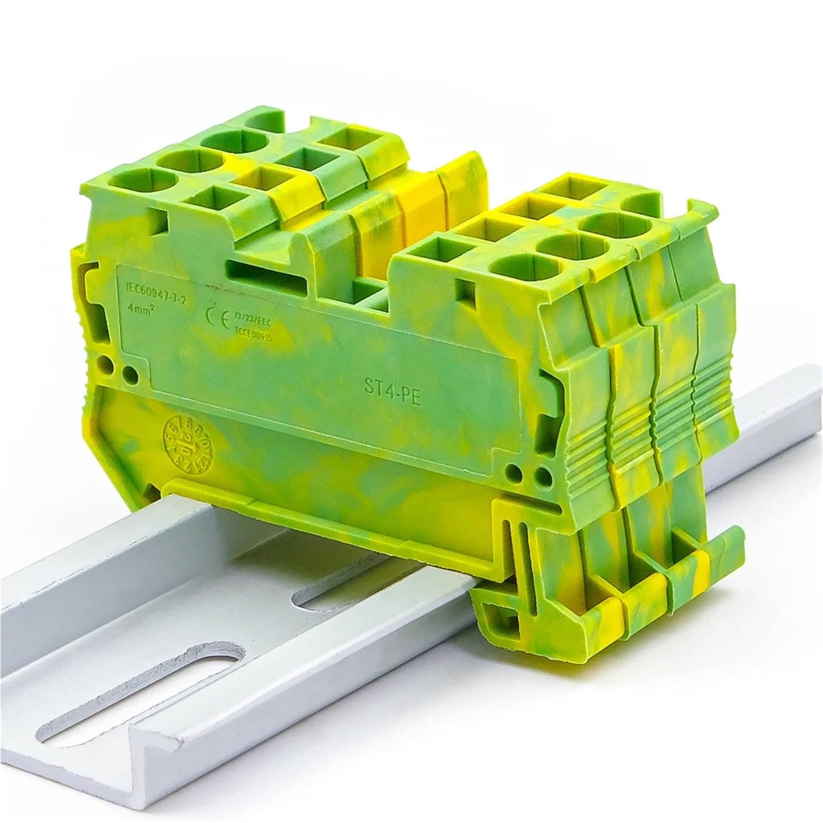 Morsettiera di messa a terra ST 4-PE da 10 pezzi, guida DIN da 4 mm, connessioni elettriche sicure, design compatto