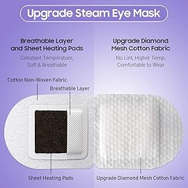 BeHoomi 20 Packs Steam Eye Mask, Heated Eye Mask Warm Compress for Eyes, Disposable Self Heating Steam Mask Sleep, Spa, Travel Essentials & Relaxation Gifts for Women, Stocking Stuffers (Lavender)