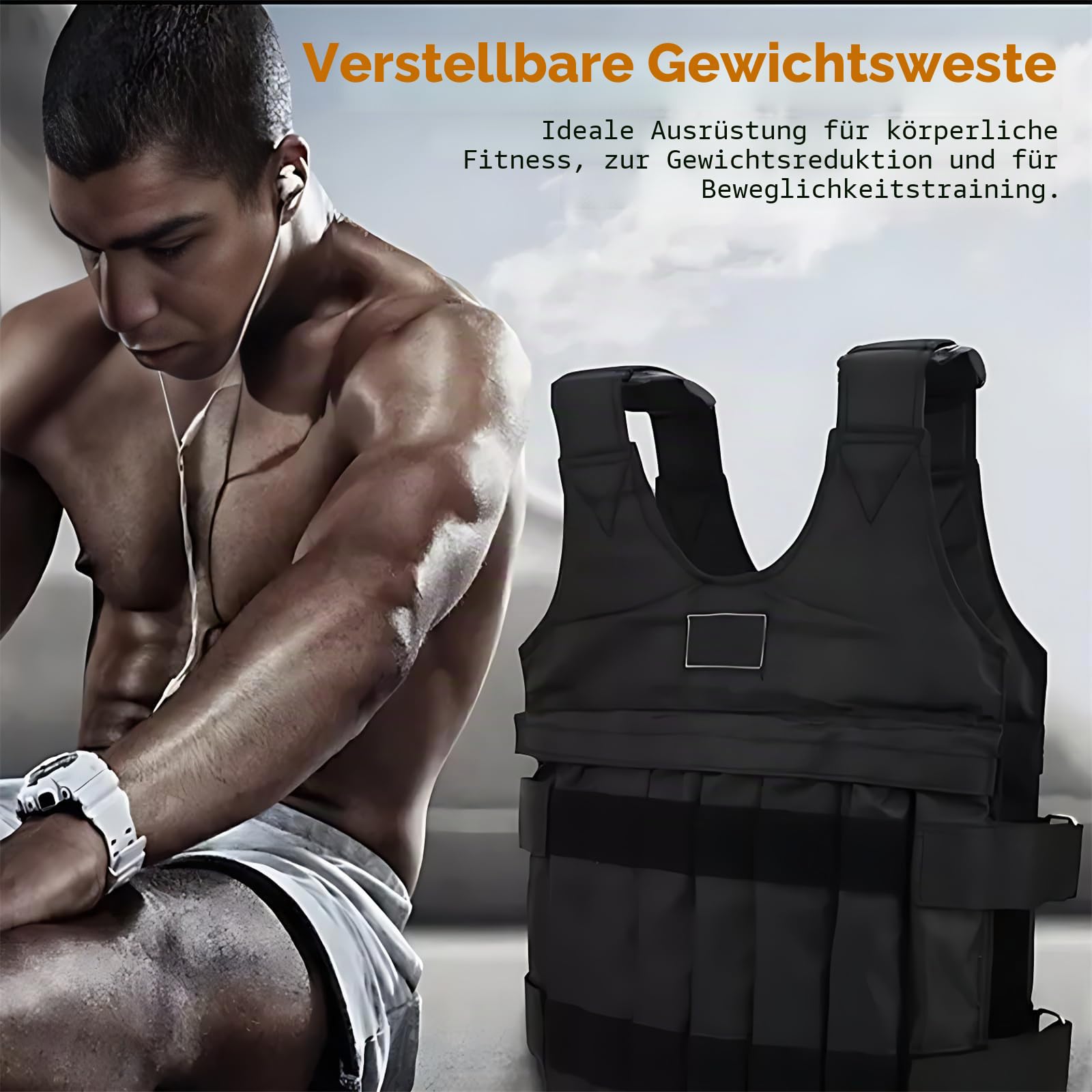 Einstellbare maximale Belastung 20 kg Gewichtsweste 12 Beutel Fitnessstudio Laufen Fitness Sporttraining Gewichtsverlust Jacken Training Trainingsweste für Workout-Übung Boxtraining