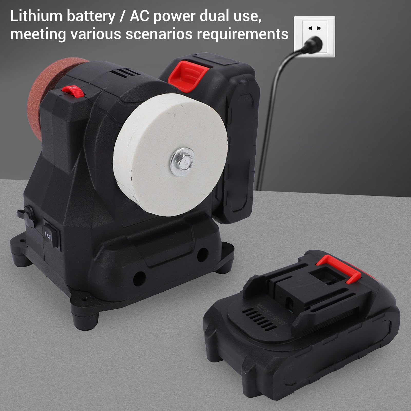 Generic Mini Lijadora de Banco Inalámbrica, Amoladora Portátil para Joyería de Madera y Metal, Máquina Eléctrica de 6 Engranajes para Batería de 18V y 21V