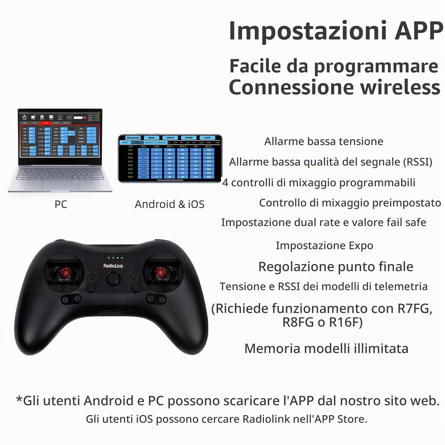 Radiolink T8S 8 Canali 2.4GHz RC Trasmettitore e Ricevitore R8EF RX, Telecomando e Controller Batteria Ricaricabile incorporata per Quad/Aereo/Auto/Barca e Altro Ancora (modalità 2 Mano Sinistra)
