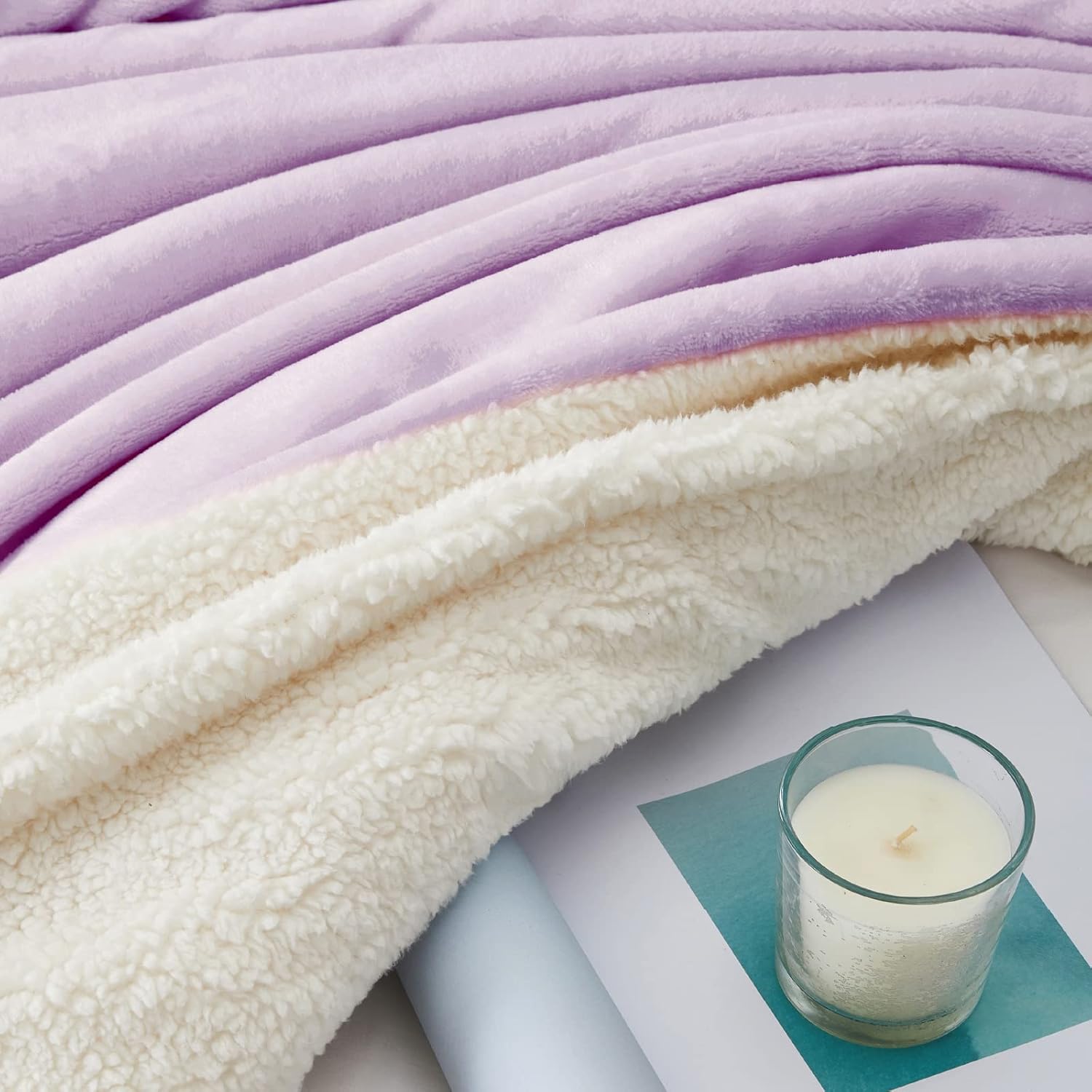Walensee Sherpa Fleece Blanket (King Size 108”x90” Lilac) Plush Throw Fuzzy Super Soft Reversible Microfiber Flannel Blankets for Couch, Bed, Sofa Ultra Luxurious Warm and Cozy for All Seasons