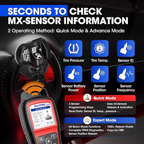 Miniatura 6 de Autel MaxiTPMS TS508WF KIT: 300$ 8PCS 315 433MHz Sensores, WiFi Ver. de TS508 TS501 TS601, programación TPMS, reinicio, herramienta de activación,