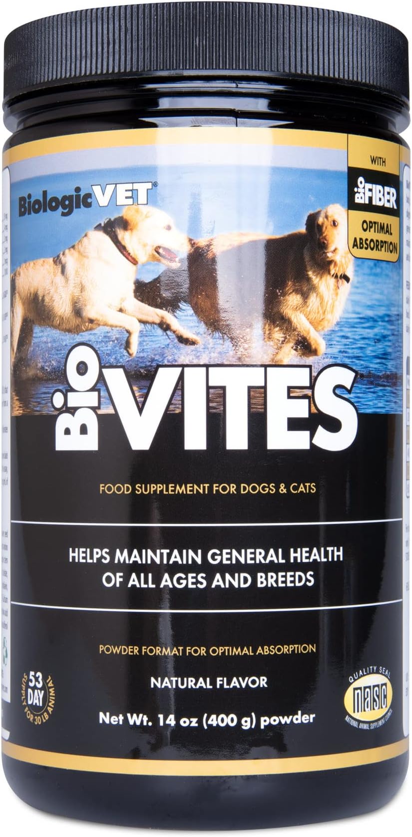 BioVITES Multivitamin Powder for Cats & Dogs, Essential Vitamins, Minerals & Enzymes, Supports Your Pets Digestion and Immune System, 53-Day Supply for 30-lb. Animal, 14-oz. Powder