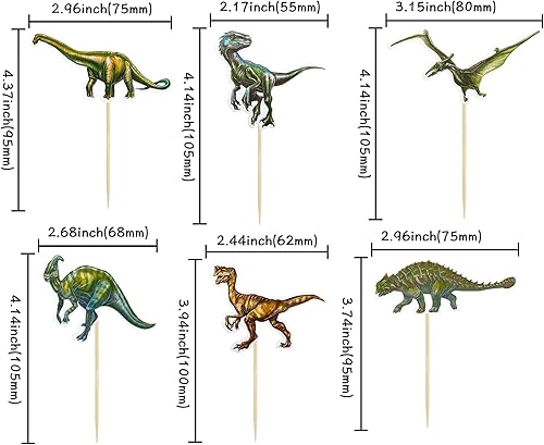 Miniatura 2 de Gyufise 36 piezas de decoración de cupcakes de dinosaurio rugido para decoración de cupcakes con temática de dinosaurio, baby shower, fiesta de