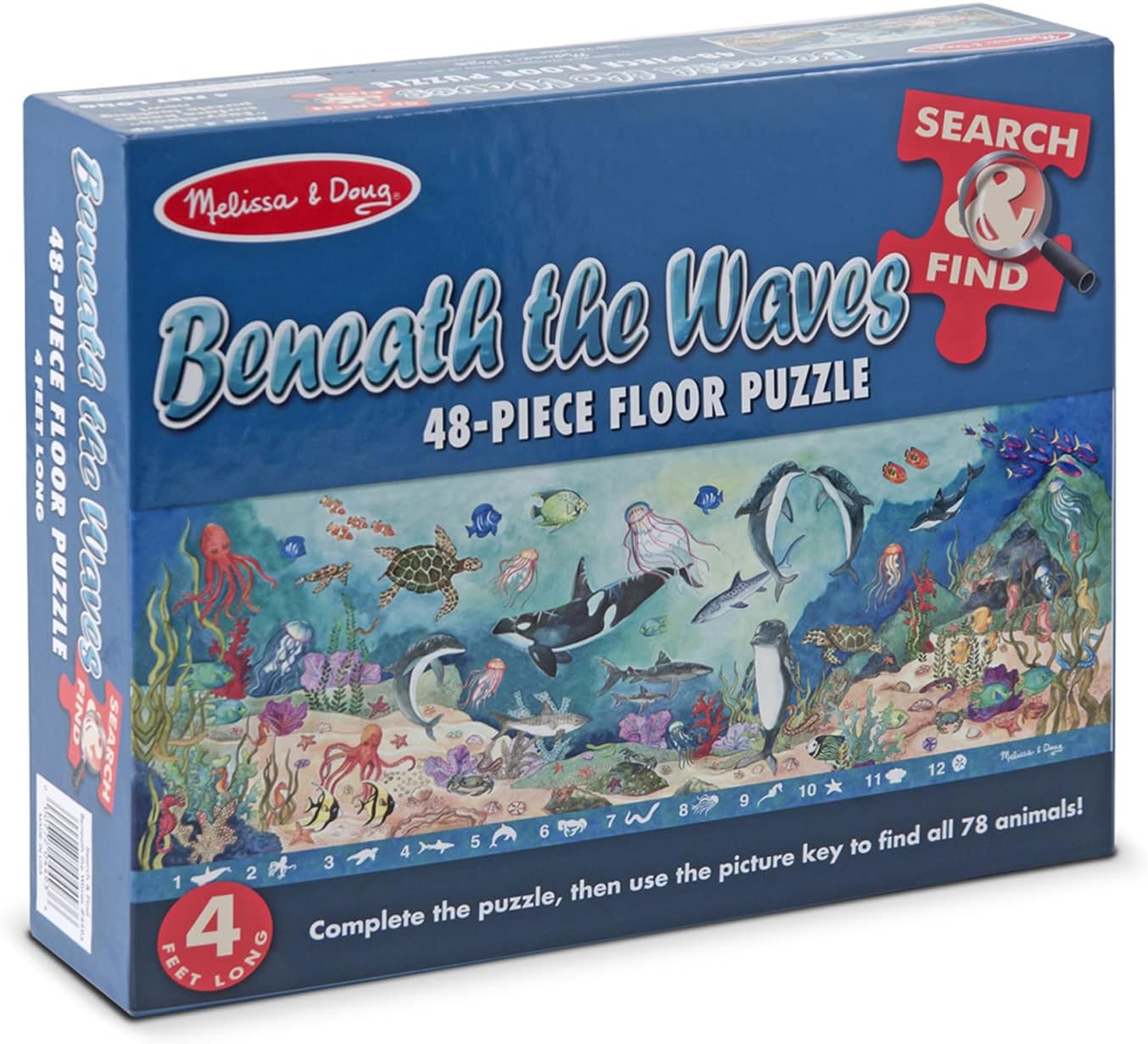 Melissa & Doug Search and Find Beneath the Waves Floor Puzzle (48 pcs, over 4 feet long) : Melissa & Doug: Toys & Games