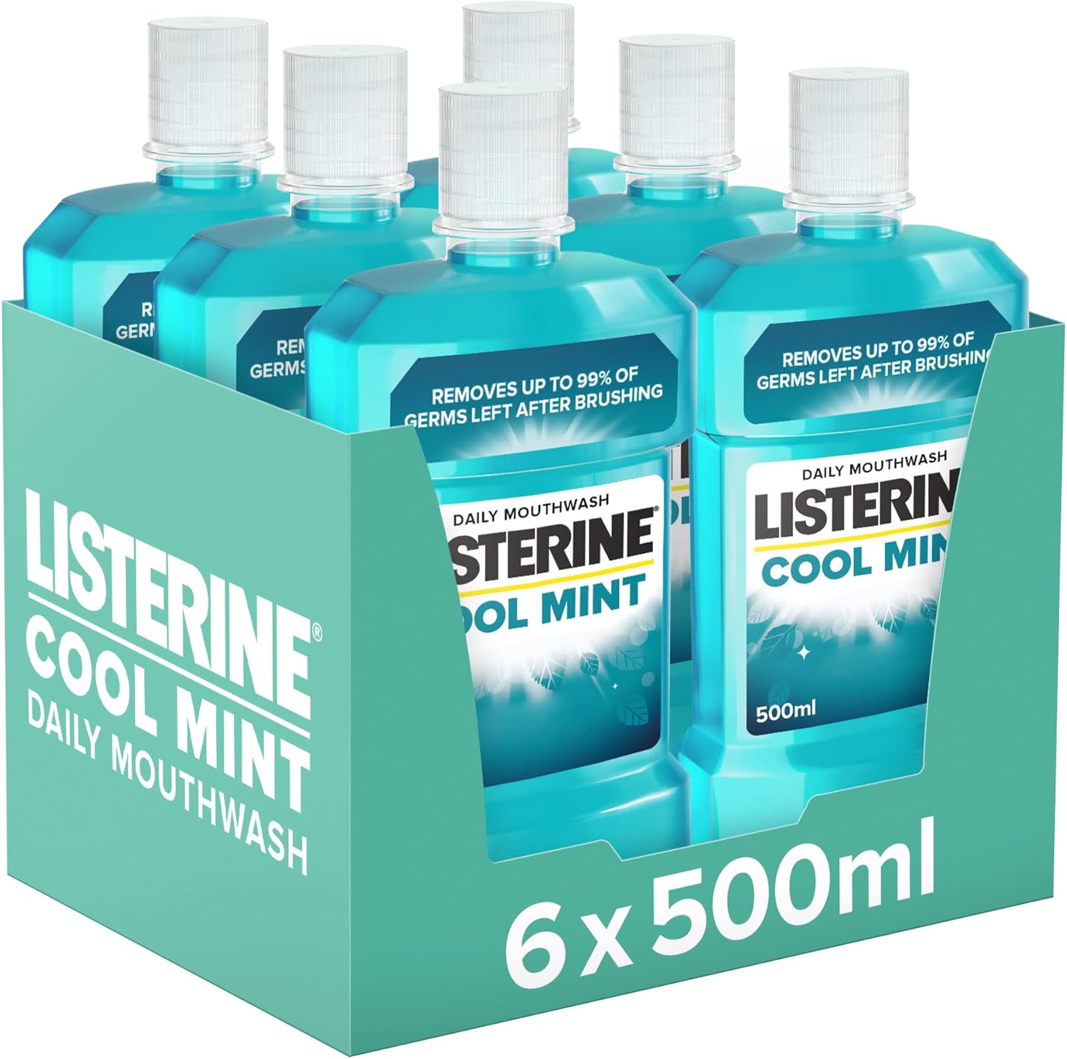 Listerine Cool Mint Mouthwash, 6X 500ml, Blue BigaMart