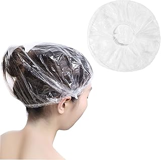 BNFGD 100 Pcs Disposable Shower Caps,Extra Elastic Waterproof Shower Caps,Clear Waterproof Plastic Shower Cap for Home, Hotel, Spa and Hair Salon Portable Travel