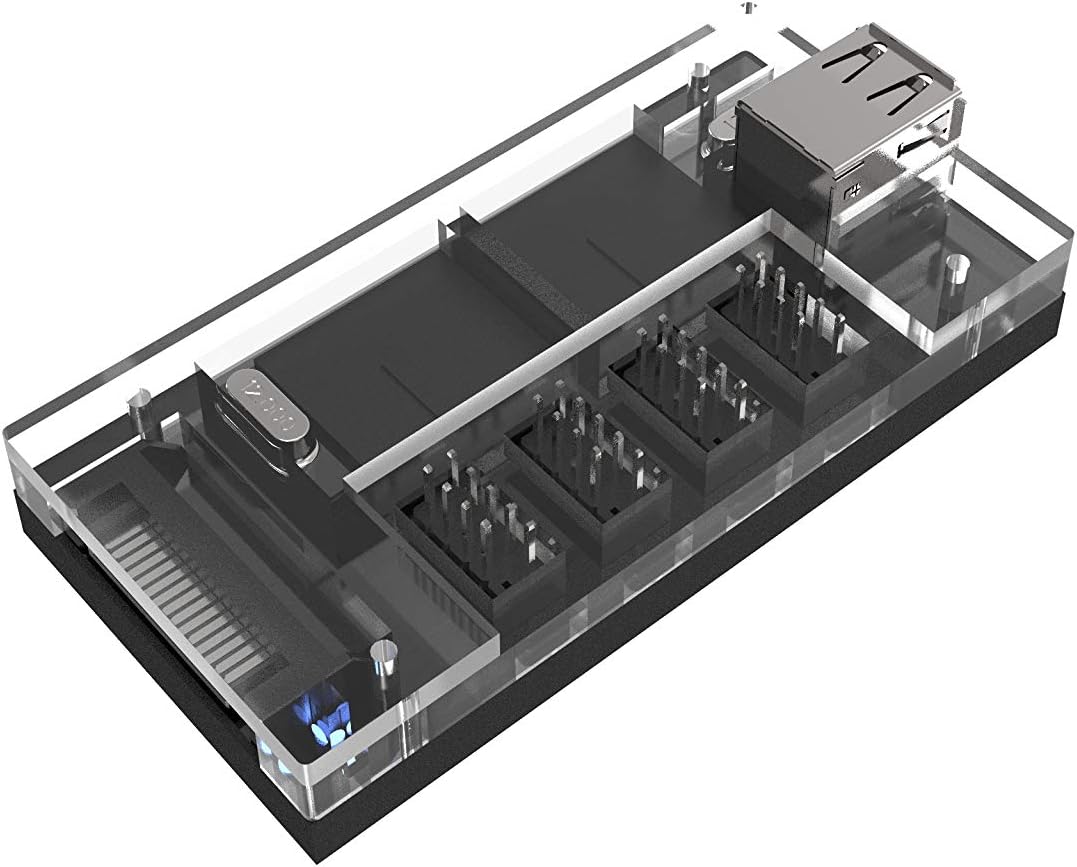 Micro Connectors S08-303-IA - Acrylic Internal USB 2.0 Hub with Magnetic Base - 5 USB 2.0 Ports Expansion