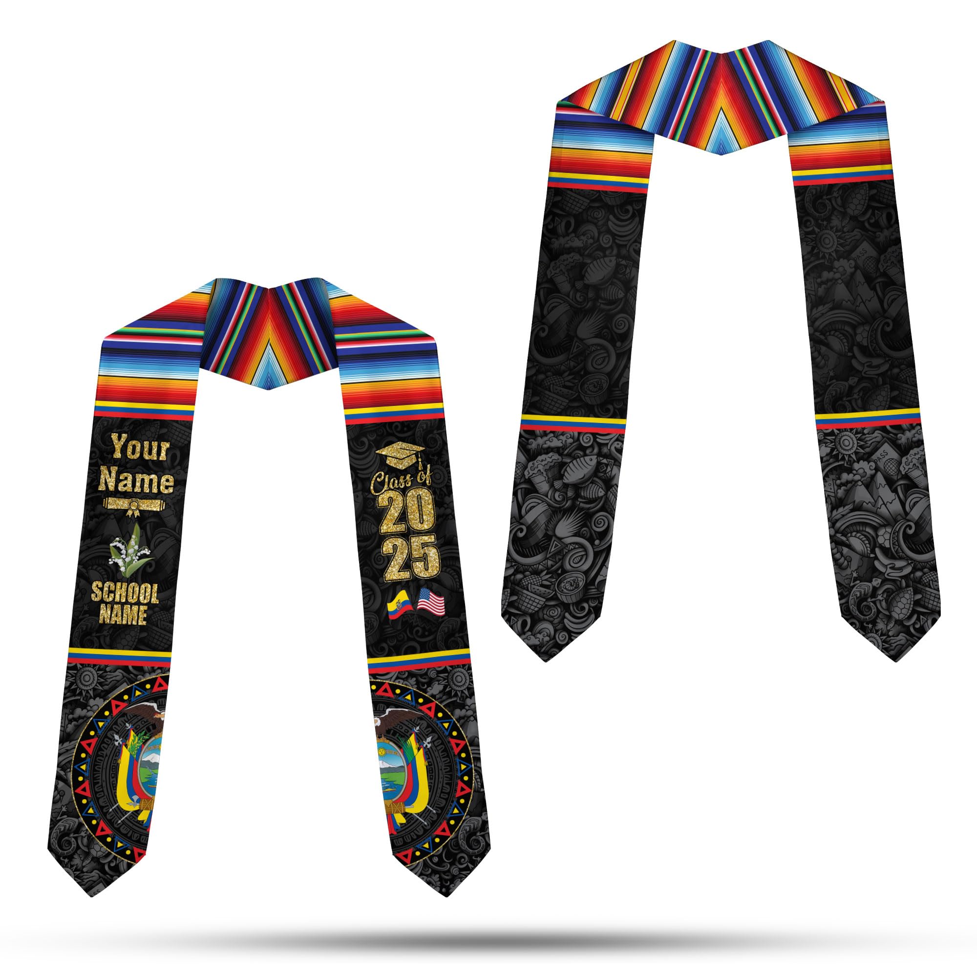 MonkeyVan Ecuadorians Graduation Sash Custom Ecuadorians American Flag Graduation Sash 2025 Ecuador Graduation Stole Ec4