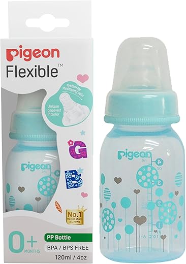 Pigeon Peristaltic Clear Nursing Bottle Rpp-120Ml(Blue) Abstract, TRANSPARENT, One Size (Model Number: 88105)