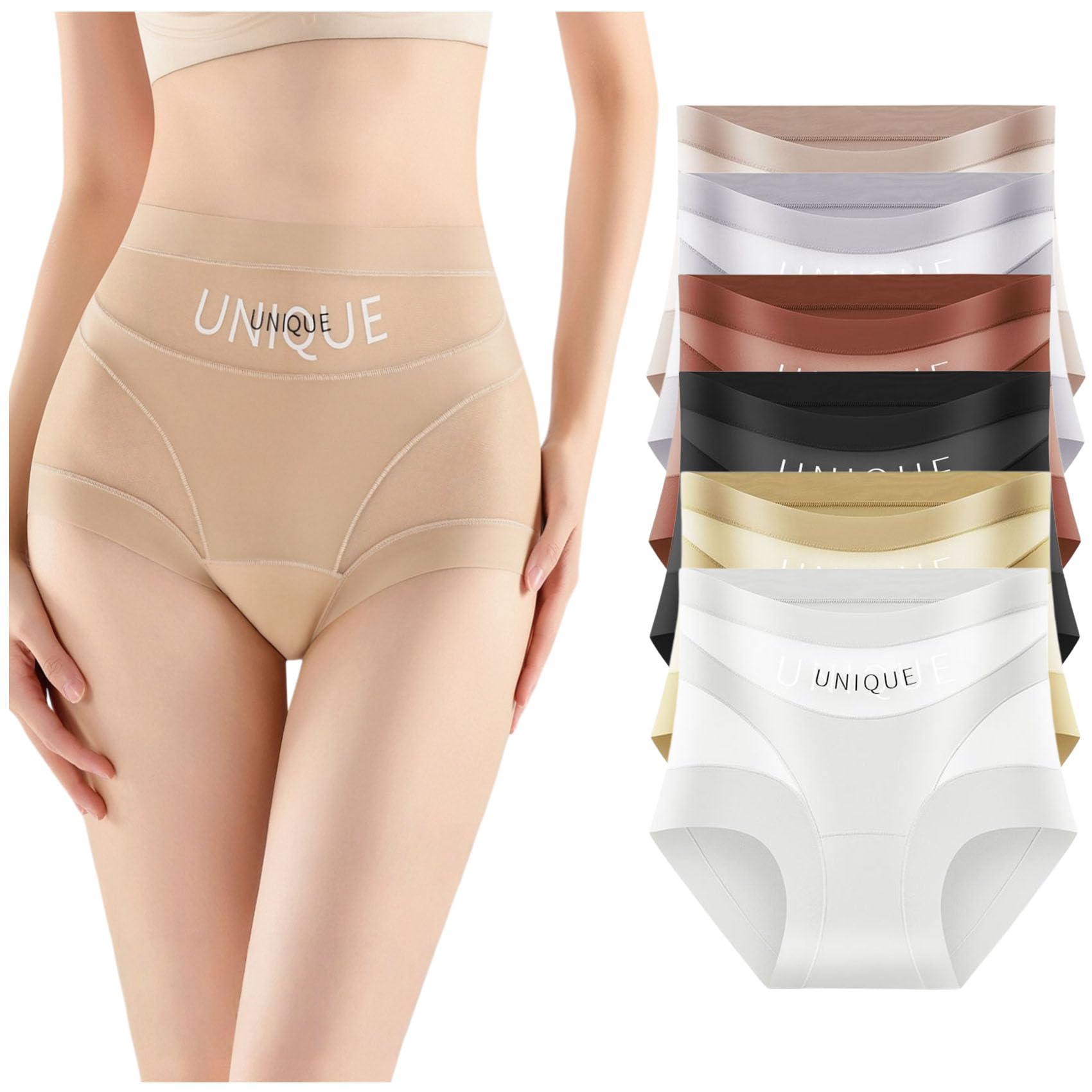 Jeeeun Unique Underwear Tummy Control, High-Waist Seamless Shaping Panties for Women, Smooths Waist Under Dresses or Pants (XL,6pcs)