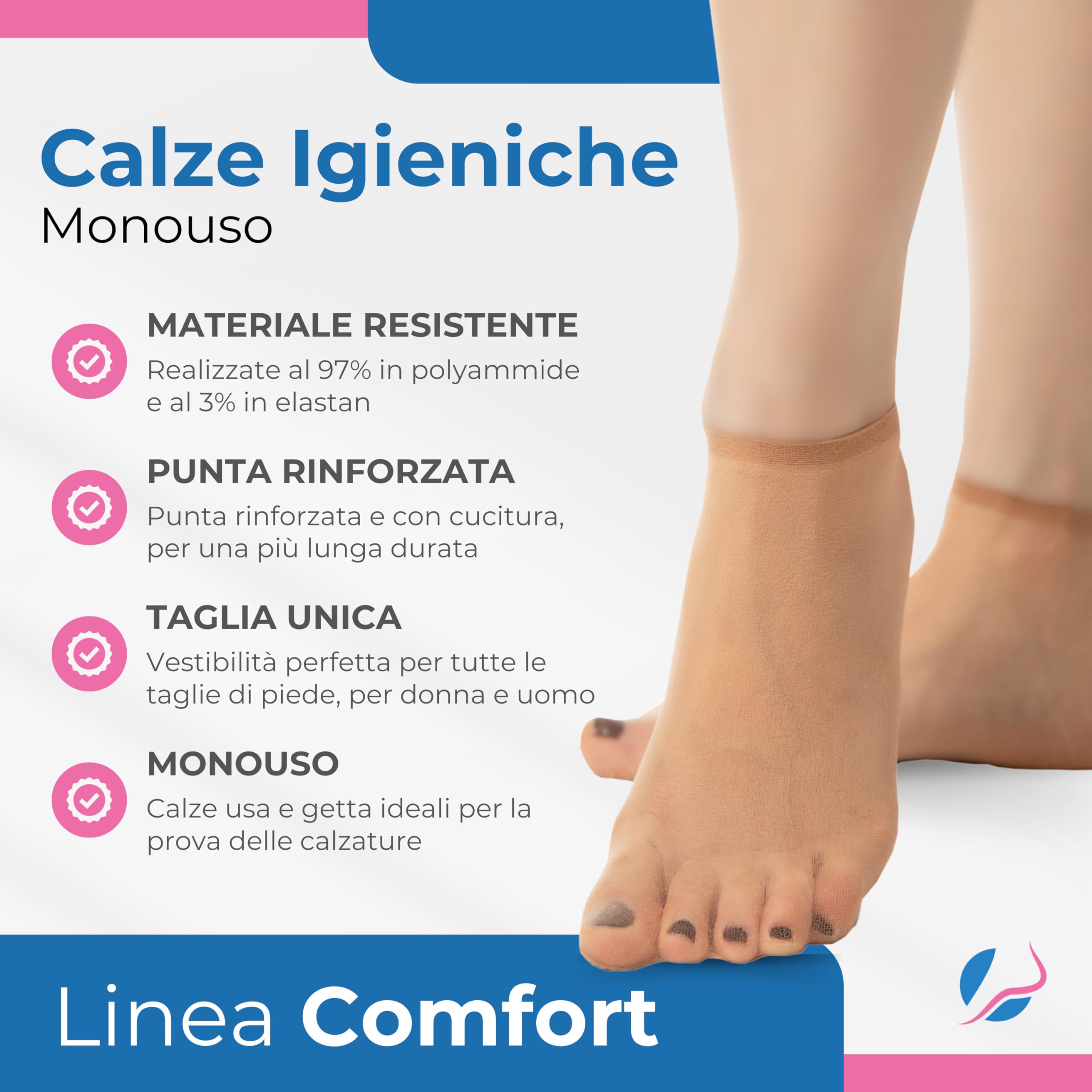 Calze Igieniche Monouso per Prova Calzature, Busta Refill 100 pezzi, Unisex, Taglia Unica