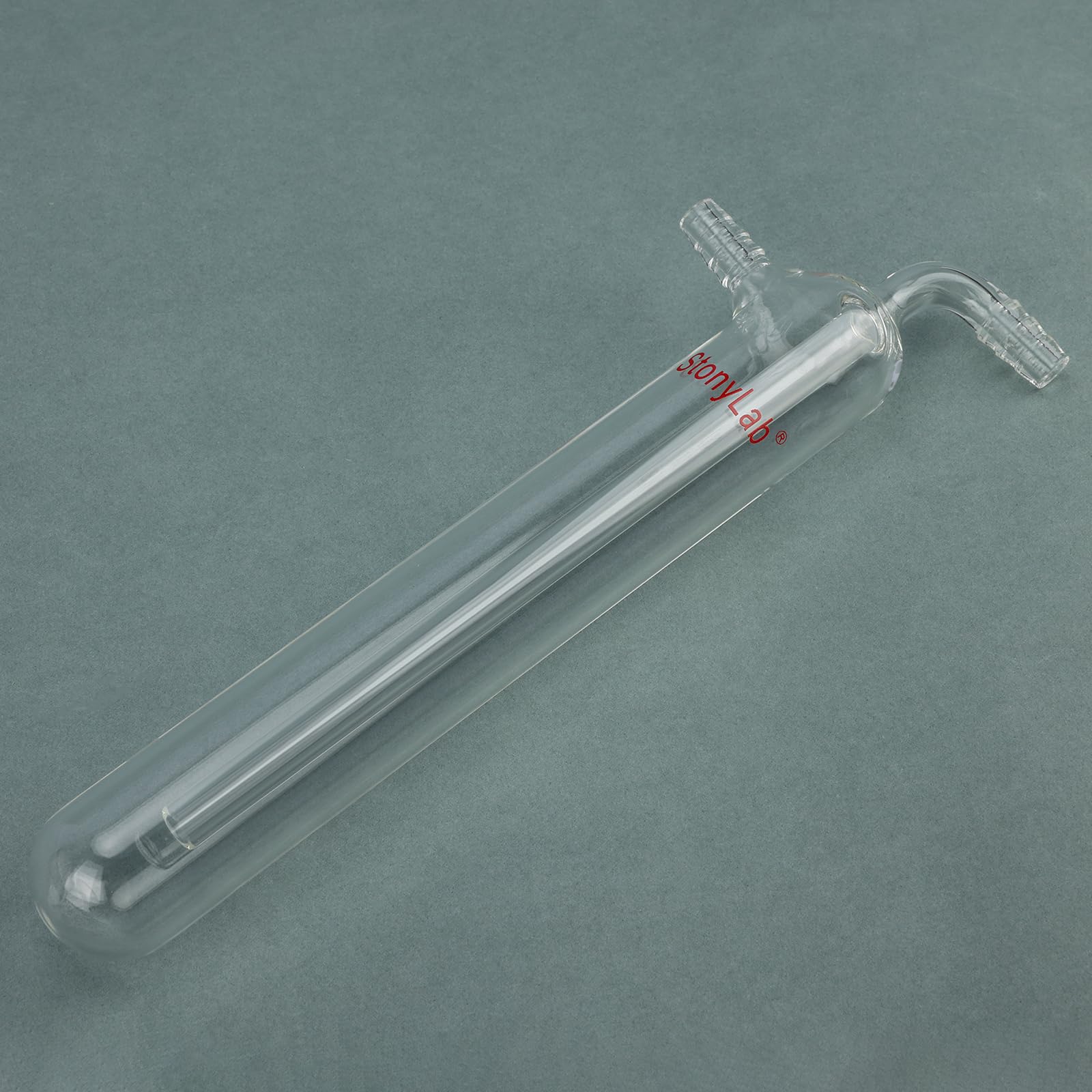 stonylab Einteilige Gerade Glas-Vakuum-Kaltfalle, 225 mm Länge, 10 mm Gezackter Schlauchanschluss, G3.3 Borosilikatglas, zum Kondensieren und Auffangen Flüchtiger Gase in Laborexperimenten