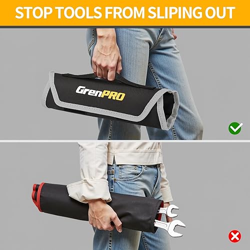 Miniatura 8 de Juego de llaves de trinquete, juego de llaves de trinquete, 9 piezas Sae 516 a 34 72Th de caja larga con anillo de color con bolsa enrollable con