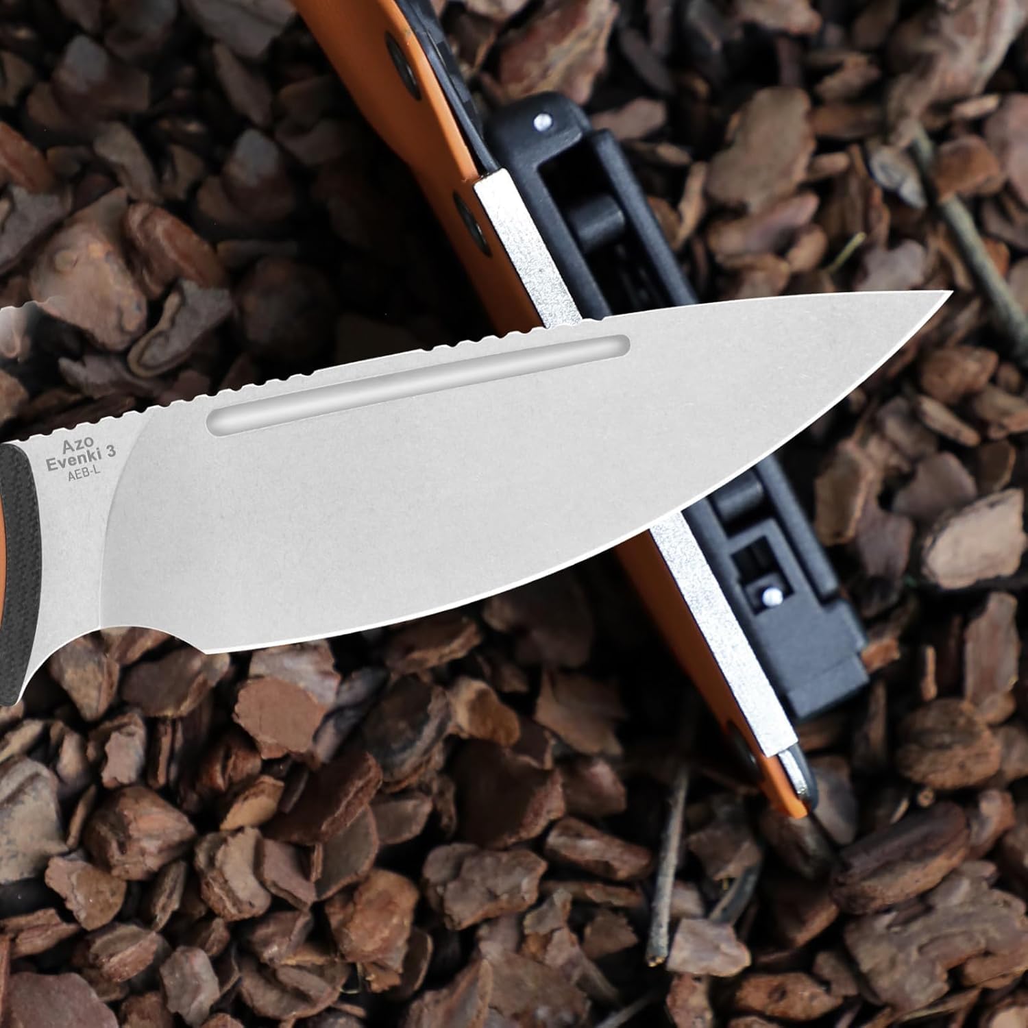 Kizer Evenki 3 Survival Messer mit Kydex-Scheide & Messer Schärfer, 1099A1 | 11,4cm AEB-L Drop Point Klinge Feststehende Messer mit Schwarz-Orangefarbenem G10 Griff, Full Tang Jagd Survival Messer