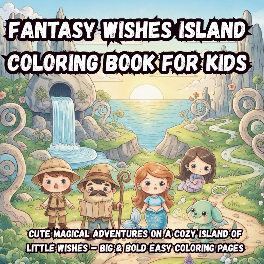 Fantasy Wishes Island Coloring Book for Kids: Cute Magical Adventures on a Cozy Island of Little Wishes – Big & Bold Easy Coloring Pages