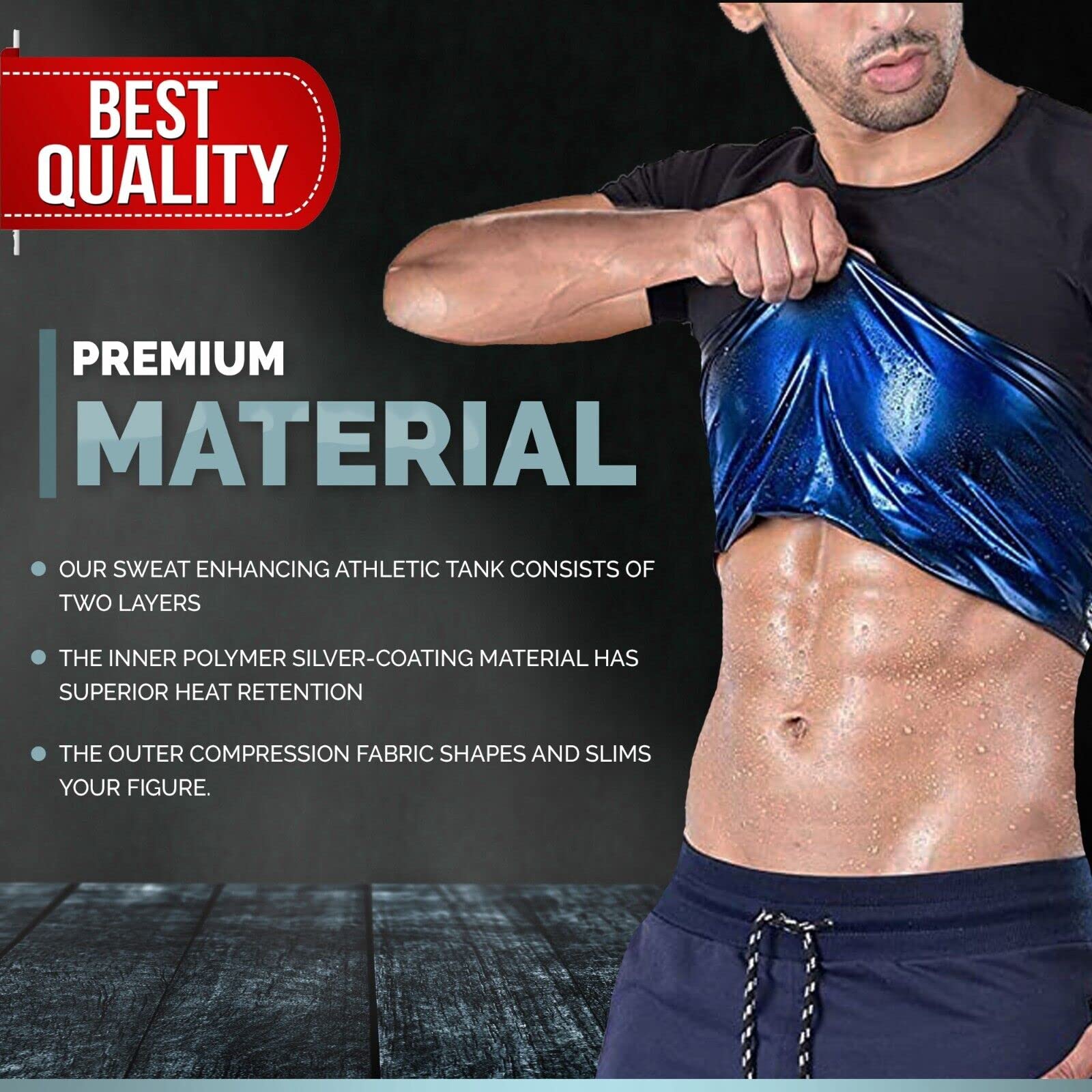 Sweat Shapewear Vest Belt for Men, Polymer Shapewear, Workout for Weight Loss Waist Body Slimming, Trainer (L/XL) 3