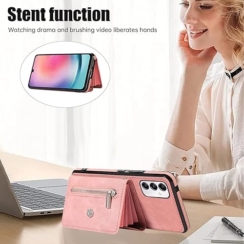 Miniatura 2 de Asuwish Funda para teléfono Samsung Galaxy A24 4G con correa cruzada para muñeca, cordón para el hombro, soporte para tarjeta de crédito, soporte de