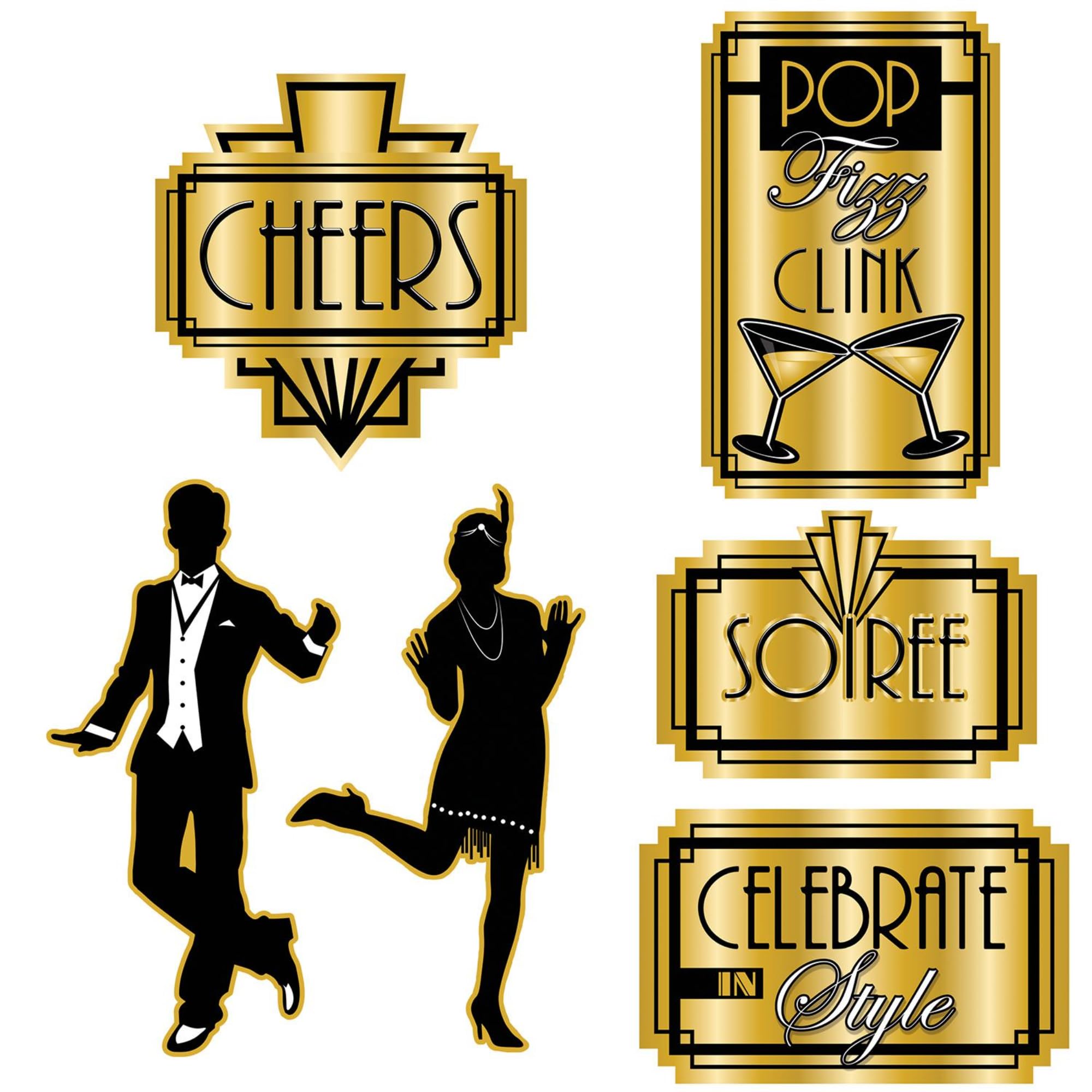 Beistle White, Off-White Pack Of 6 Great 20'S Cutouts - 1920'S Party - Wall Decorations