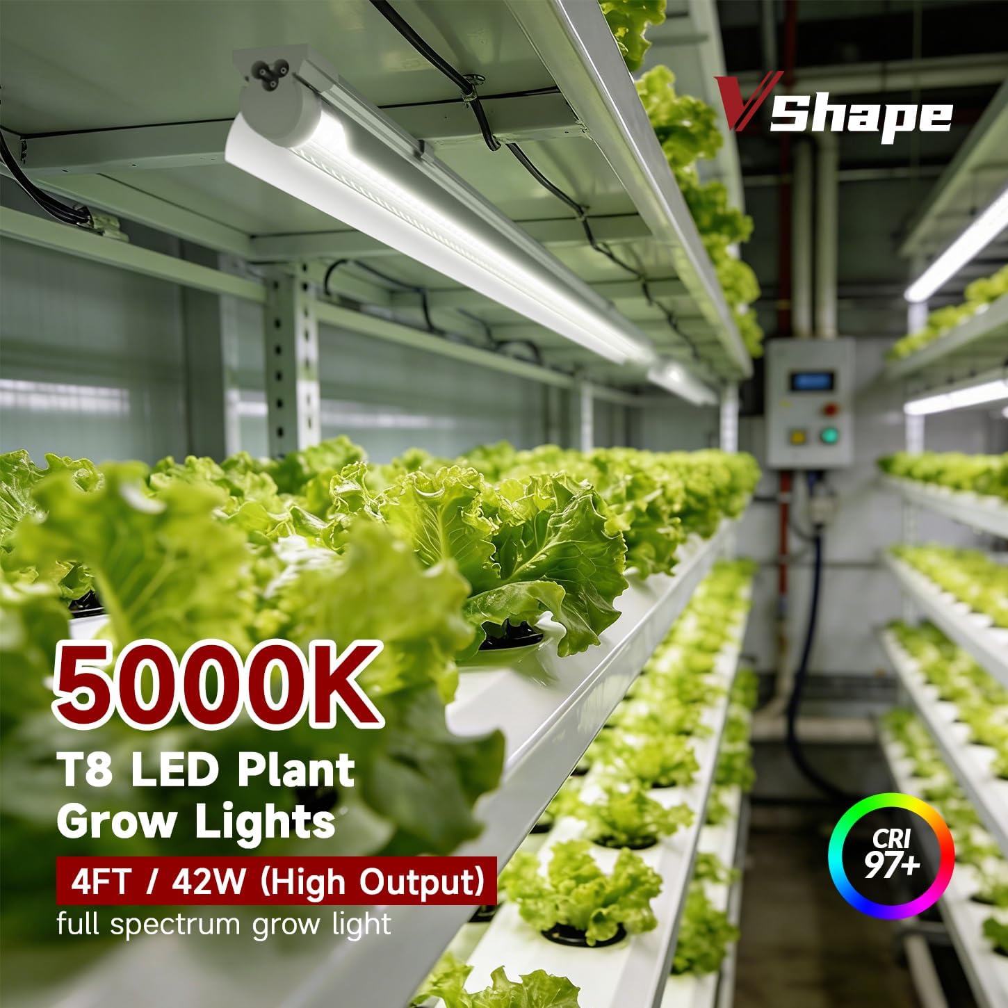 2 pack led grow light 4ft, 5000k full spectrum, 84w(2 x 42w), linkable growing lamp fixture, t8 grow lights for indoor plants, seed starting, vegetables 5000k 4ft-2 pack
