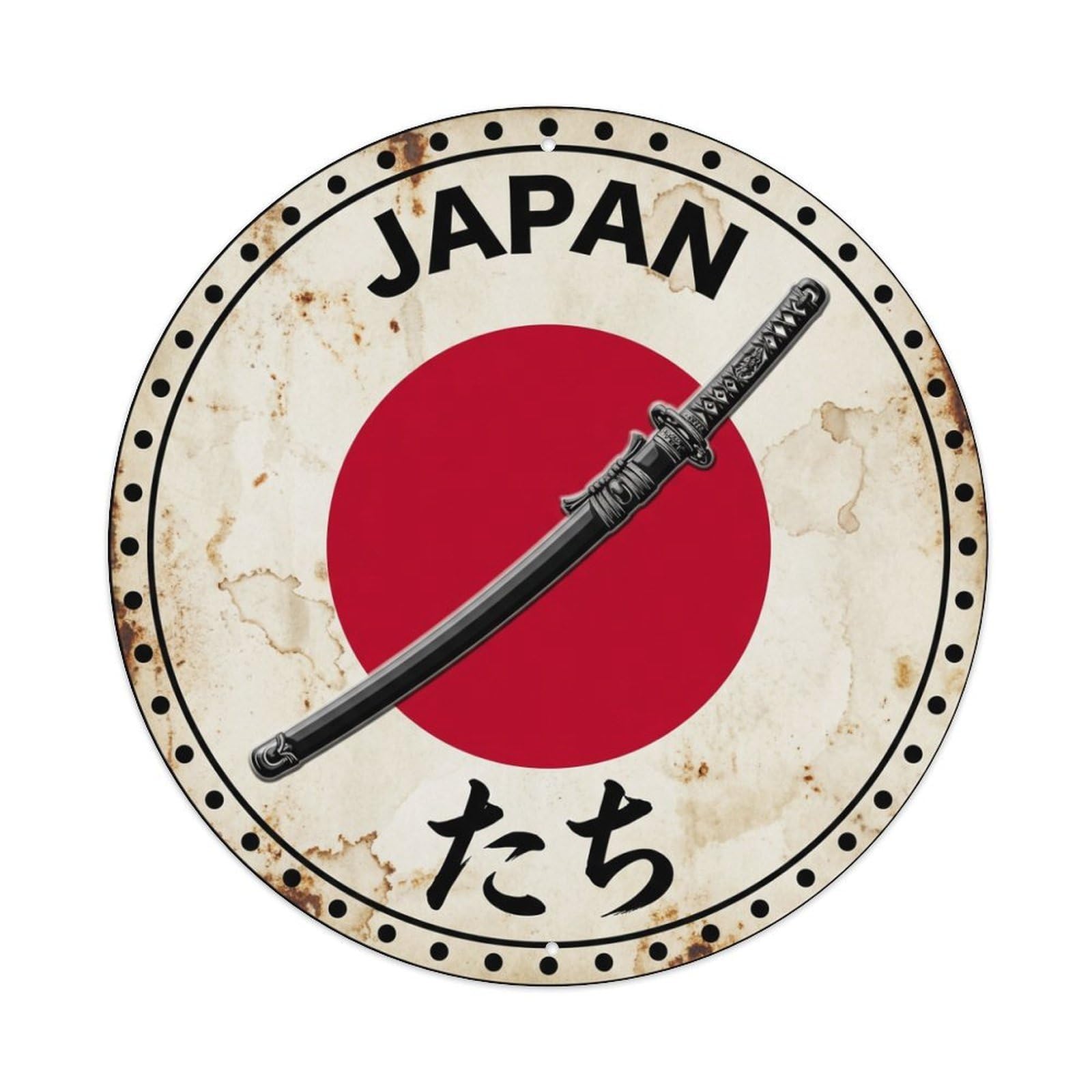 Galvaxio Style Tachi Sword Japan Long Blade Weathered Metal Tin Sign