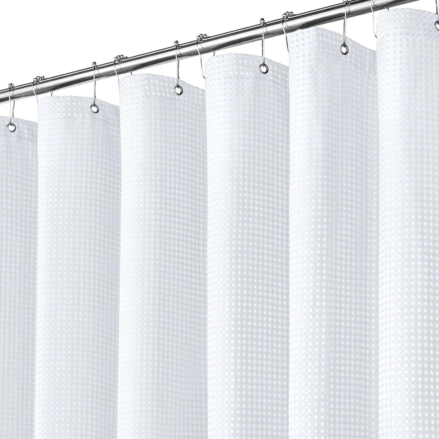 INHOUSOLU HOME DÉCOR Inhousolu Home Decor Luxury Fabric Shower Curtain Heavy Duty Waffle Weave 230 Gsm Water Repellent Machine Washable from B&Q