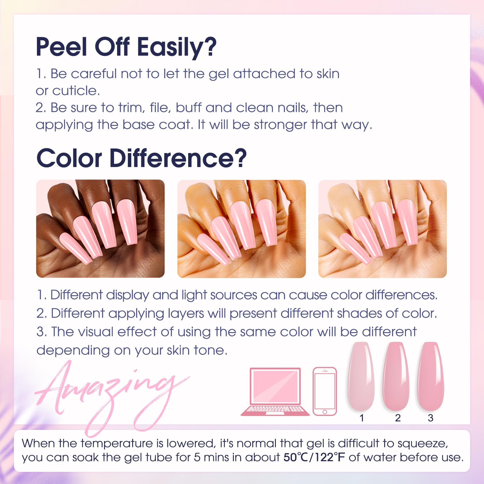 ROSALIND Kit Ricostruzione Unghie Gel Completo, Kit Unghie Gel Completo con Mini UV/LED Lampada, 14 Colori poligel per Unghie con Base y Top Coat per Principianti