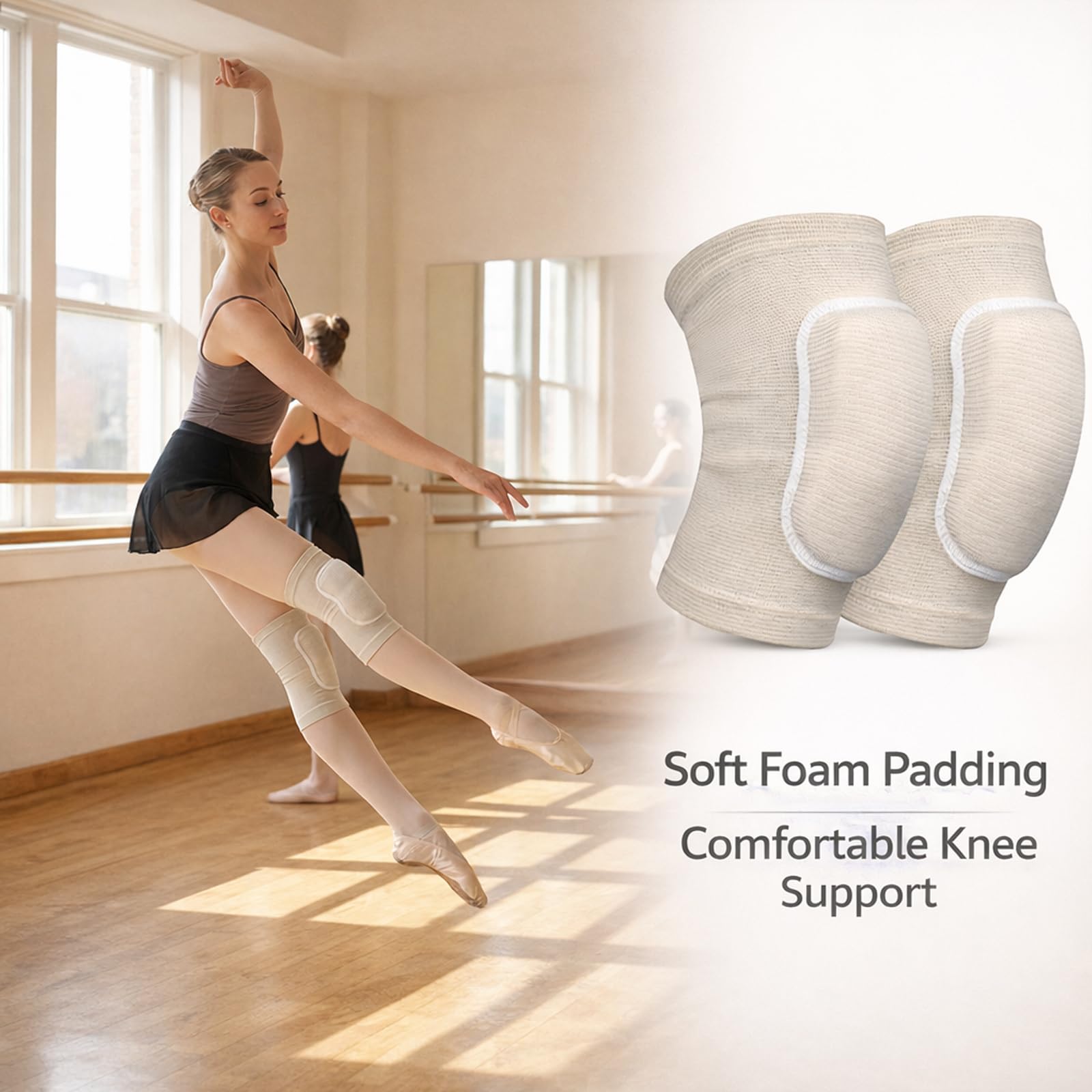 1 Par Rodilleras de Danza con Esponja – Protección Suave para Rodillas, Rodilleras Deportivas Transpirables para Entrenamiento y Yoga