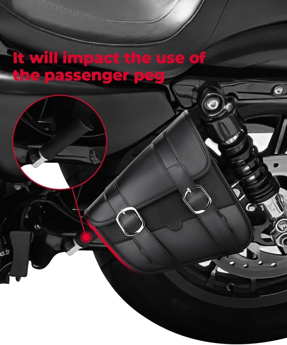KEMIMOTO Motorcycle Swingarm Bag Left Side Tool Bag Swing Arm Bags 4L Fit for Sportster Street Rebel 300 500 Synthetic Leather