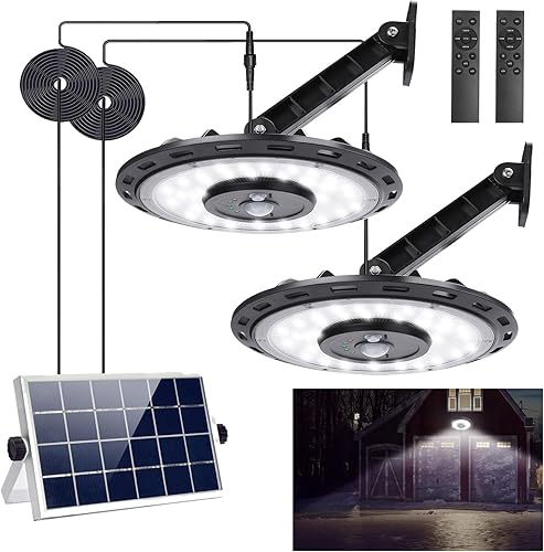 INDARUN Luz solar para cobertizo de hasta 3000 lúmenes, sensor de movimiento para interiores y exteriores, IP65, impermeable, con 5 modos y control