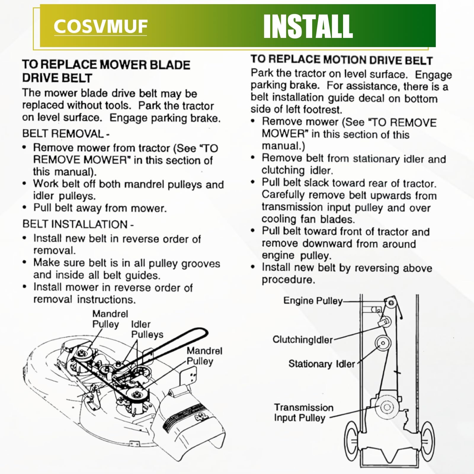 Correa de cubierta para cortacésped, 1/2 x 50 pulgadas, paquete de 2, compatible con Cub Cadet MTD GX20571 Ariens