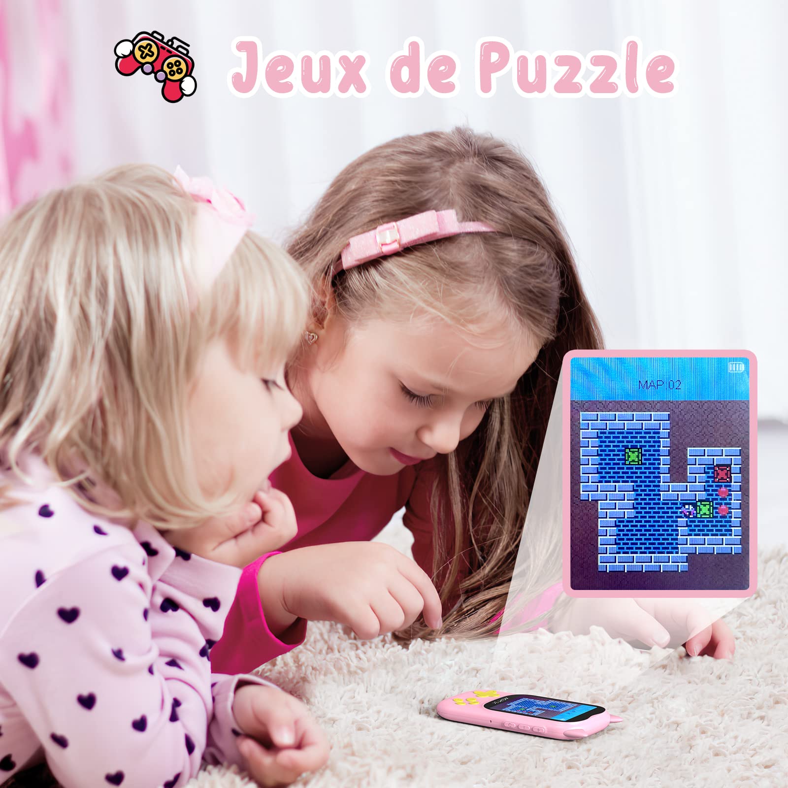 AGPTEK 32GB Reproductor MP3 para Niños, MP3 Bluetooth 5.3, 2.4" Pantalla TFT Reproductor de Música con botón de Reproducción, Volumen, Radio FM, Reloj Despertador, Tarjeta TF de hasta 128G, Rosa