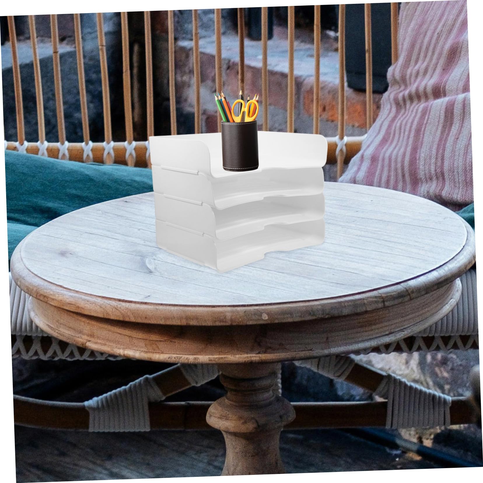Housoutil 4pezzi Vassoi Portadocumenti Impilabili Per Ufficio Organizer Per Documenti e Cartelle Design Per Facile Accesso Vassoio Scrivania Elegante e Ponderato Per Organizzare Lavoro