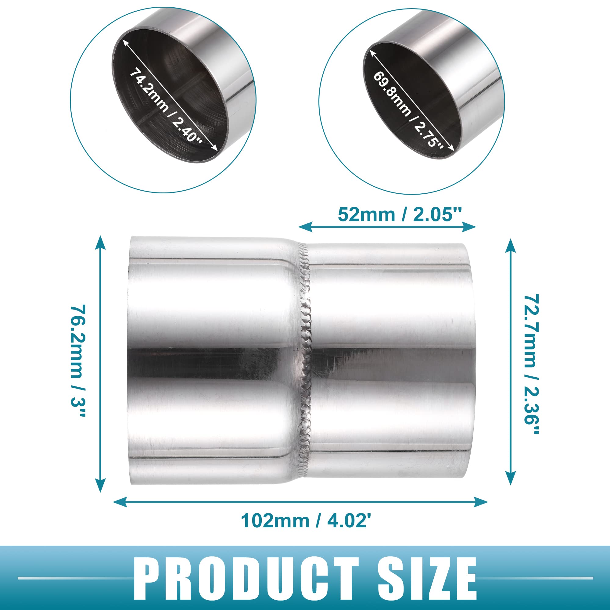 Conector De Tubo Reductor De Escape, Entrada De 2.5 Pulgadas | Meses