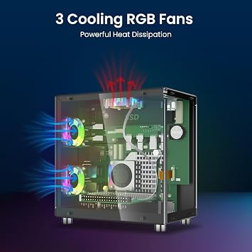 Elecrow Mini PC Case for Raspberry Pi 5: Aluminum Case with 3 Cooling Fans, 1.3 OLED Display, PCIe M.2 NVMe SSD 2230/2242/2260/2280 Support, RTC, Full Port Access, Compact (Pitower Gen 1)
